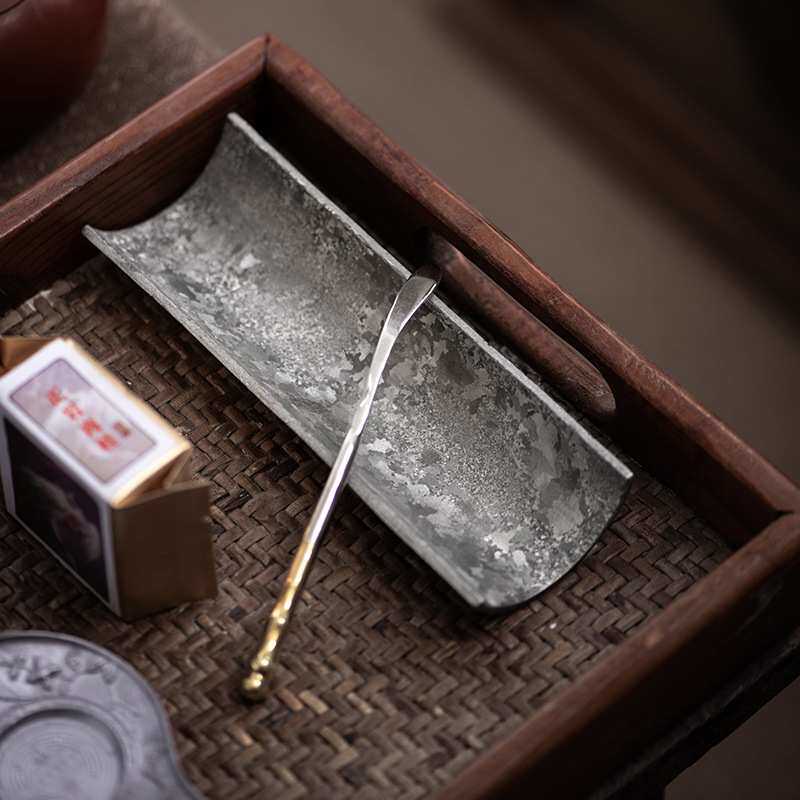 手工纯锡茶则茶拨高档日式复古功夫茶具用品茶勺茶铲茶荷茶道配件