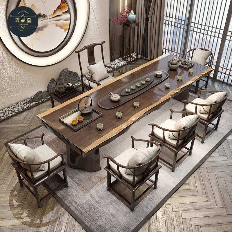 新中式原木接待大板茶桌办公室实木茶艺功夫茶台仿古客厅泡茶桌椅,模玩/动漫/周边/娃圈三坑/桌游,模型制作工具/辅料耗材,淘宝优惠券,粉丝福利购,淘宝优惠卷