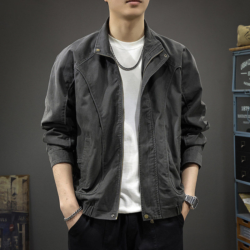 2026春季新款纯棉休闲外套男高端男士美式春秋工装夹克男款上衣潮