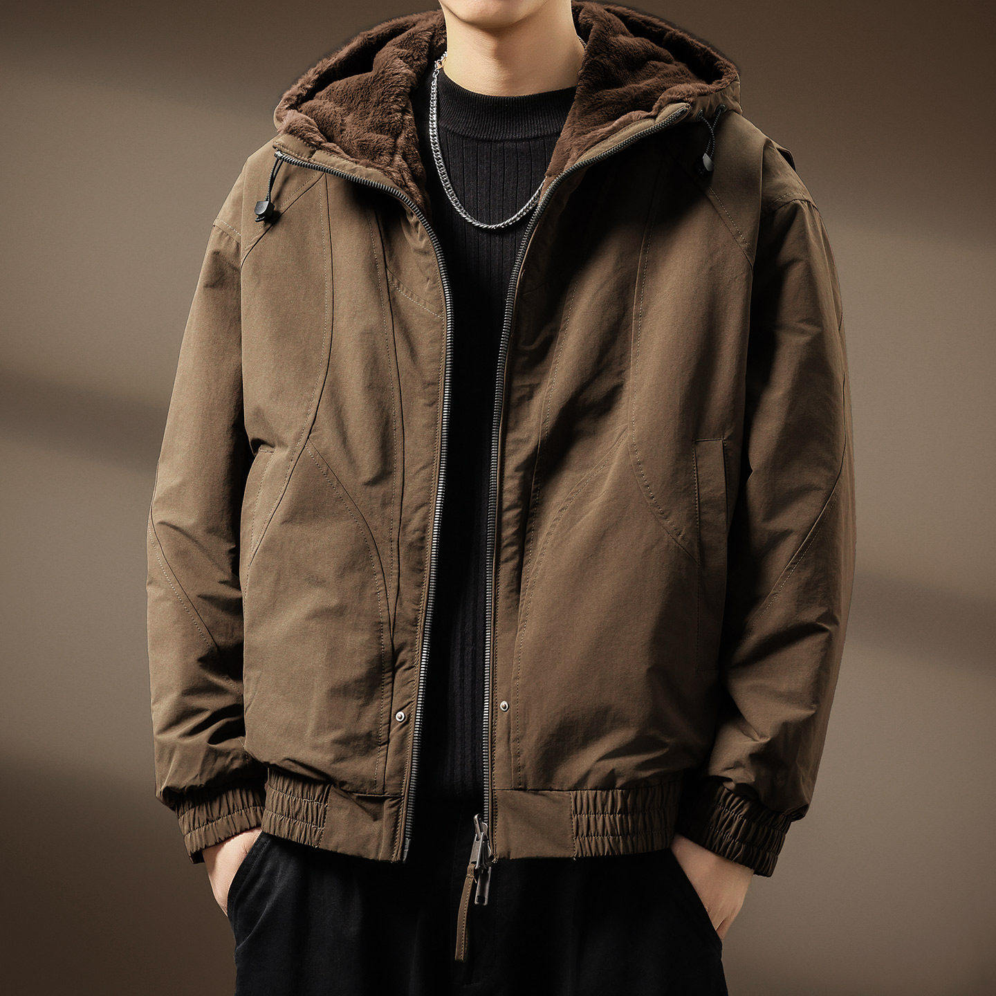 高端座山雕一体仿貂绒连帽棉服男士棉衣冬季新款双面穿保暖外套男,男装,棉衣,淘宝优惠券,粉丝福利购,淘宝优惠卷