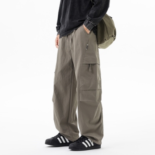 SILENTS户外秋冬加绒加厚直筒休闲裤男士工装裤宽松美式弯刀裤子