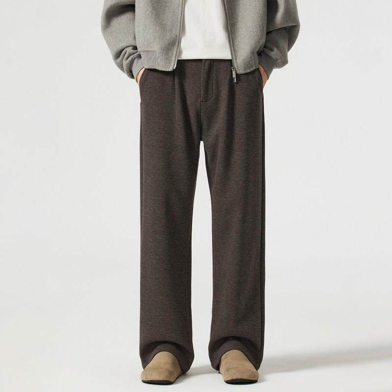 Kuvine冬季慵懒松弛感羊毛西裤男加绒加厚宽松直筒老钱风休闲长裤,男装,休闲裤,淘宝优惠券,粉丝福利购,淘宝优惠卷