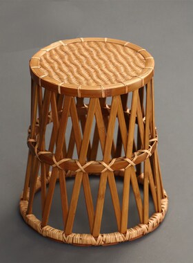 名家竹椅子 单人家用编织成人天然休闲凳子高靠背椅茶人椅