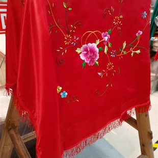 新娘红盖头真丝鸳鸯中式复古高档结婚庆喜出嫁喜帕头纱纯手工绣花