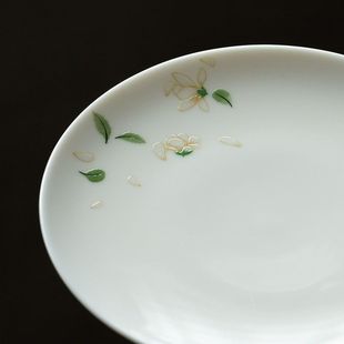 玉兔捣药线香陶瓷香插带白瓷托盘底座禅意香道香炉桌面装 饰摆件