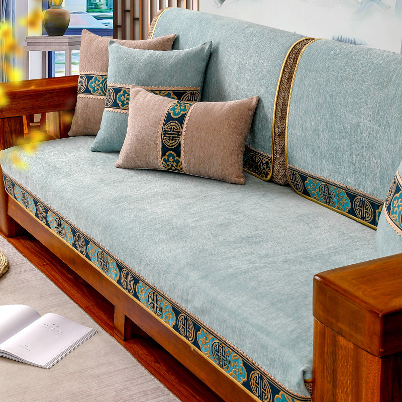 实木沙发垫中式新中式高档防滑坐垫靠背巾盖布四季通用沙发垫套罩
