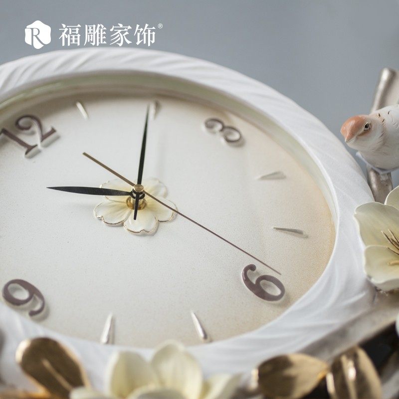 福雕家饰创意个性简约现代时尚艺术钟表家用客厅时钟墙上餐厅挂钟