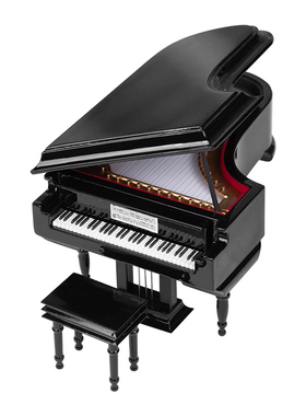 手工木质音乐八音盒创意生日礼物三角钢琴乐器模型摆件送男女朋友