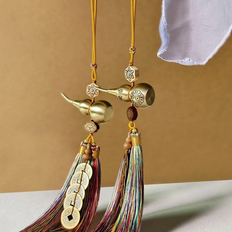 乔迁新居挂饰彩色流苏五帝铜钱葫芦流苏挂件门对门穗子卧室床头挂