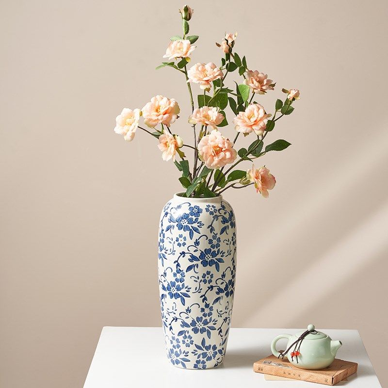 高级感新中式青花瓷复古花瓶陶瓷客厅玄关茶几装饰插花器摆件轻奢,家居饰品,花瓶,淘宝优惠券,粉丝福利购,淘宝优惠卷