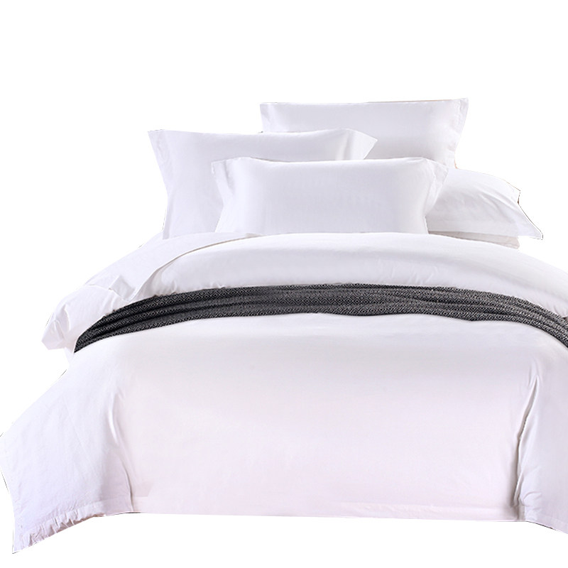 宾馆酒店床上用品白色纯棉贡缎三件套四件套加厚加密床单被套套件