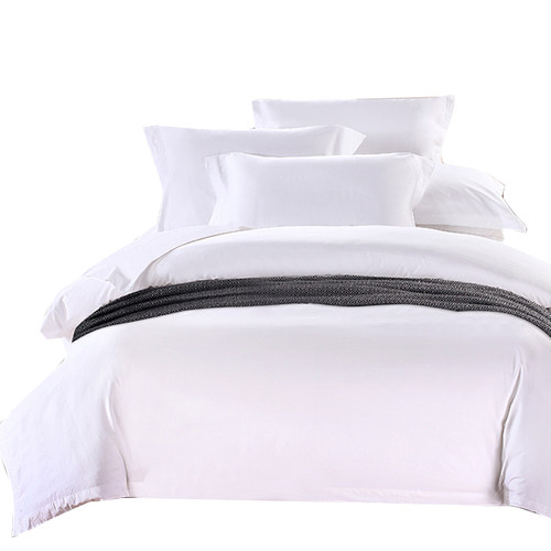 宾馆酒店床上用品白色纯棉贡缎三件套四件套加厚加密床单被套套件
