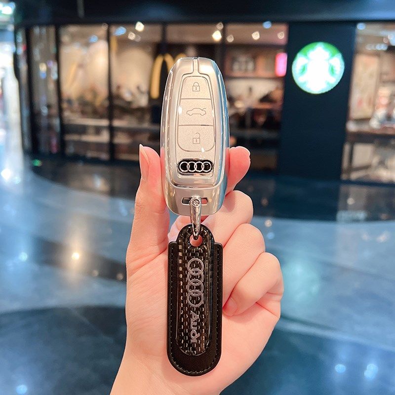 奥迪钥匙套壳包A6L车A4L新A3L Q5L A5 A7L A8L Q7 Q8高级感Q4男扣