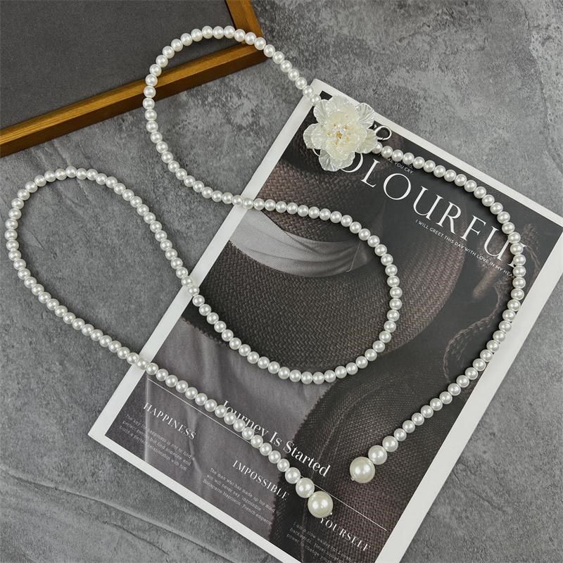 珍珠腰带女款配裙子时尚甜美花朵腰链配饰装饰连衣裙串珠链子长款