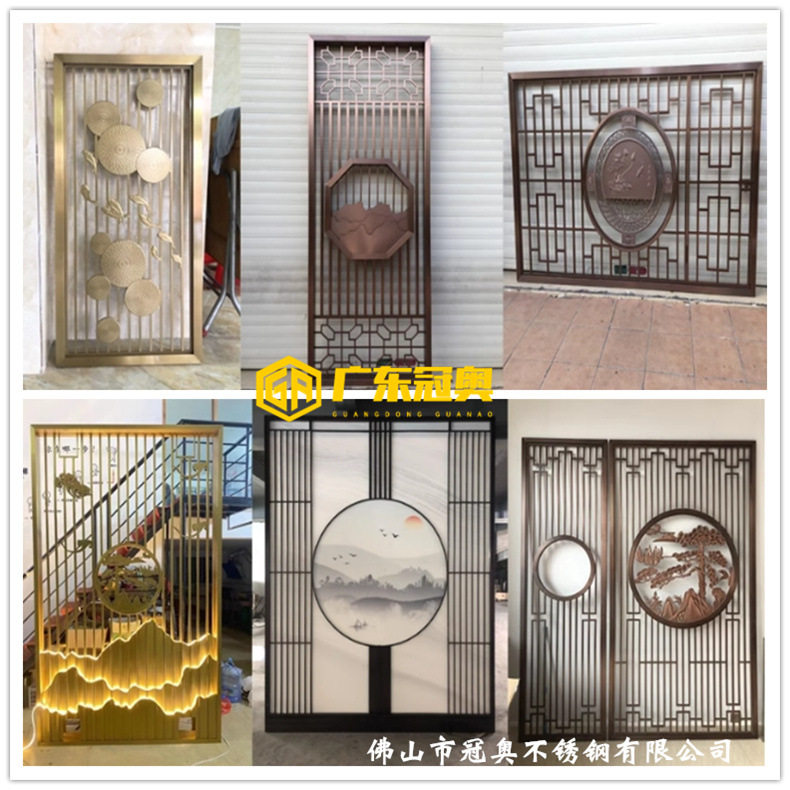 酒店大堂古铜拉丝不锈钢隔断商场展厅过道走廊不锈钢玫瑰金哑光