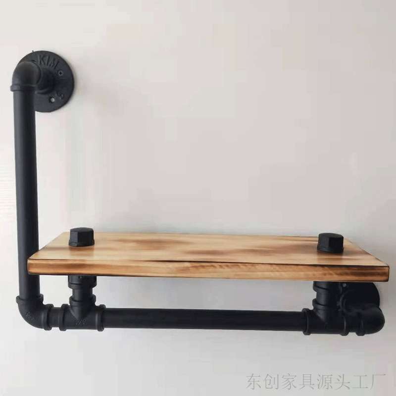 复古壁挂架美式工业水管置物架浴室毛巾架墙上装饰书架层架