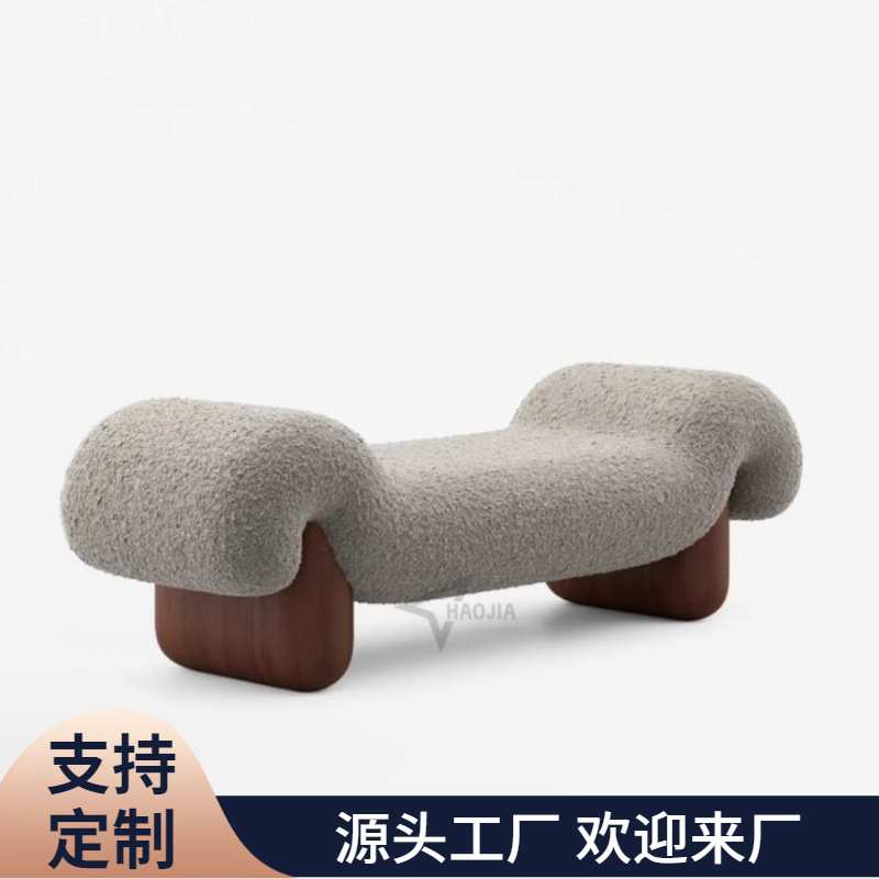 复古简约白蜡木实木布艺沙发凳换鞋凳卧室床尾凳衣帽间艺术长凳