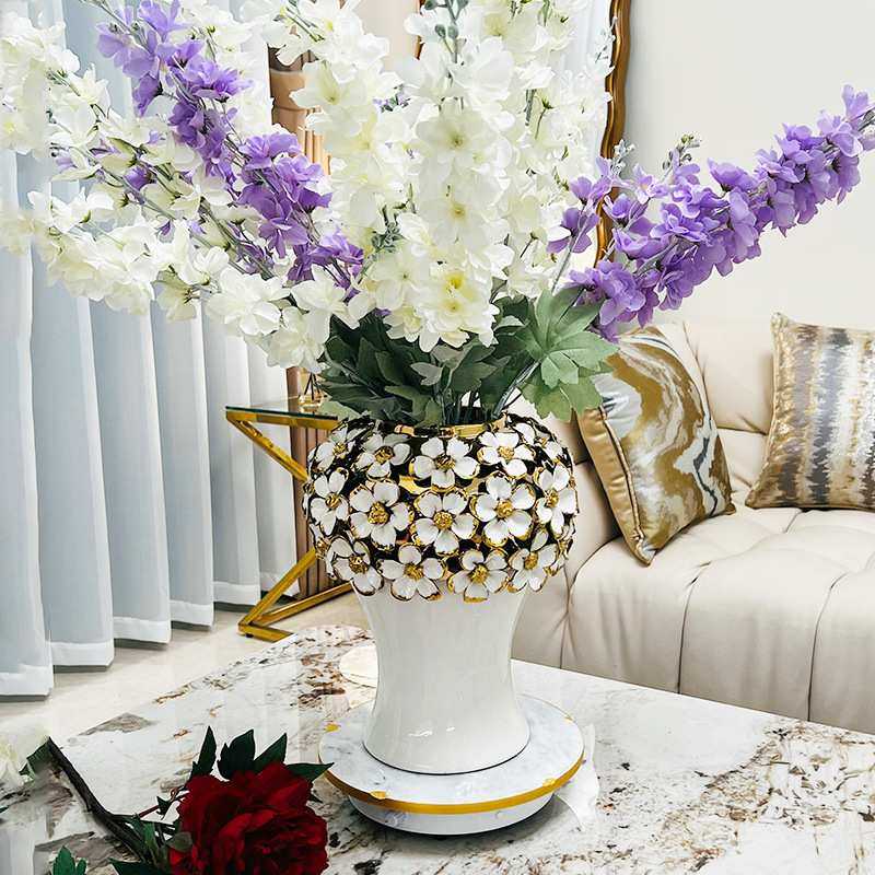 轻奢陶瓷手工贴花将军瓶电镀金色插花花瓶样板房玄关客厅花店摆件,3C数码配件,摄像机配件,淘宝优惠券,粉丝福利购,淘宝优惠卷