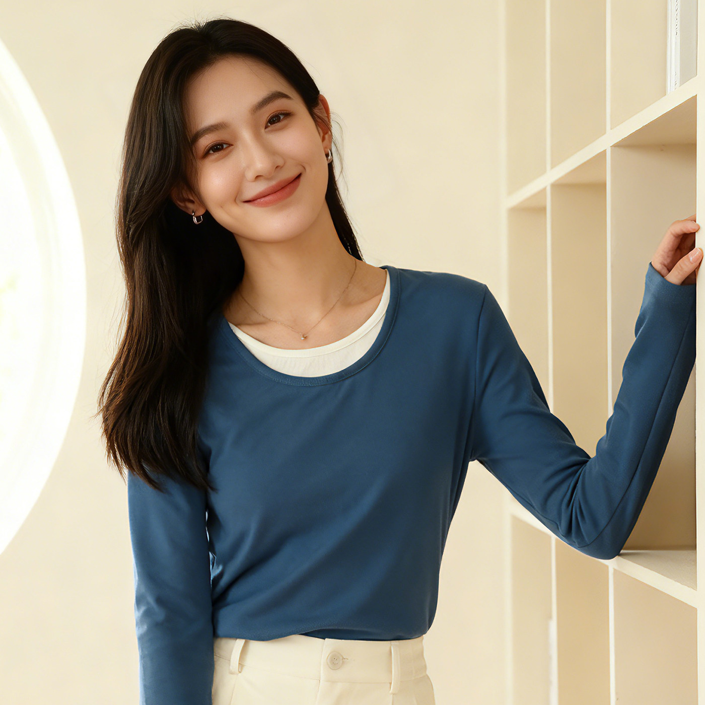 假两件德绒打底衫新款时尚