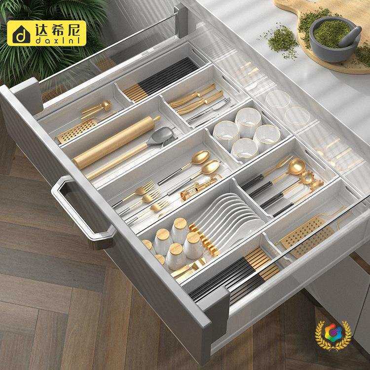 ?厨房抽屉收纳盒白色筷子勺子分隔整理架子家用橱柜餐具刀叉收纳