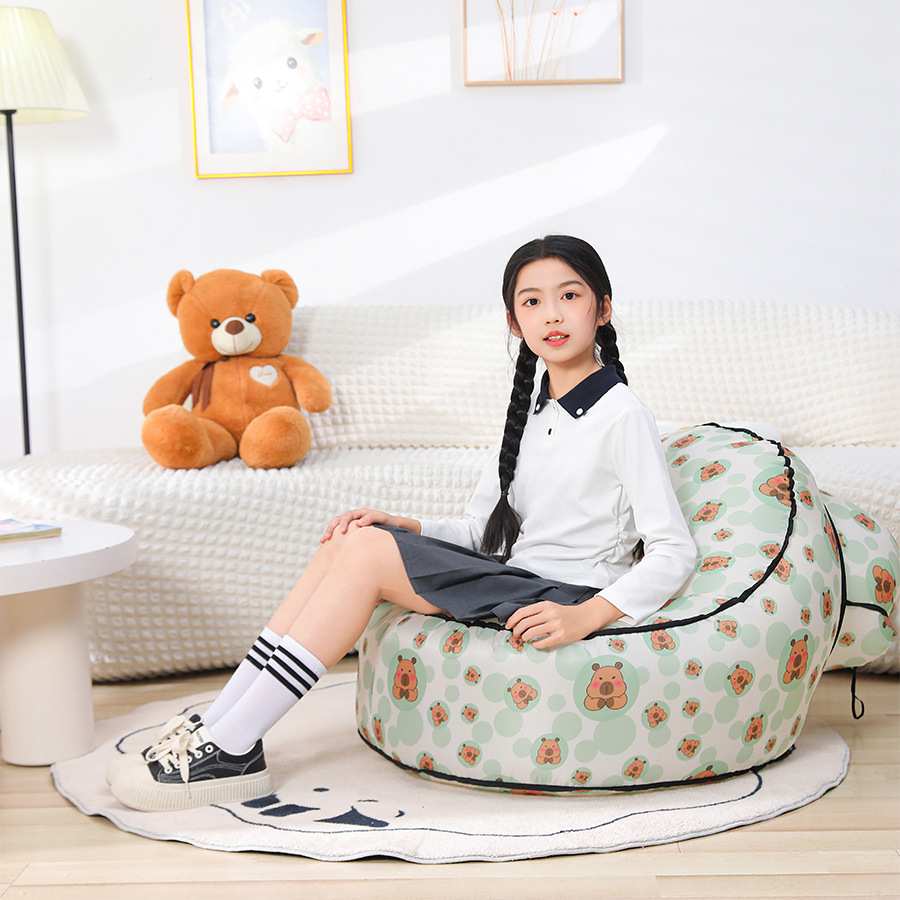网红儿童懒人充气沙发宝宝幼儿移动豆袋椅布艺坐垫可折叠收纳携带