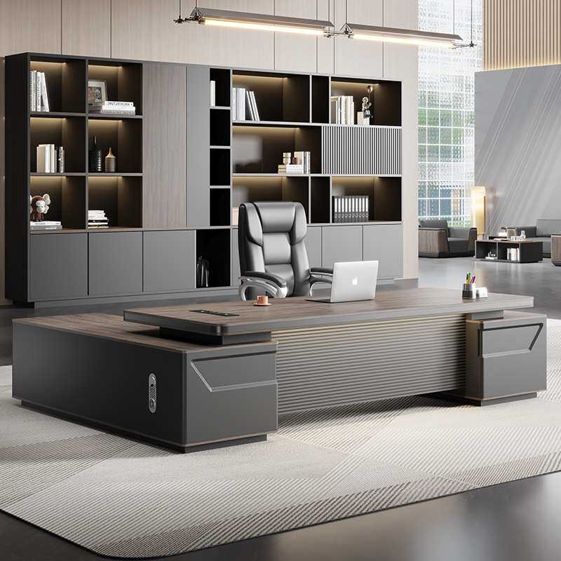 老板桌办公桌椅组合轻奢高级感董事长烤漆大班台女士经理简约现代