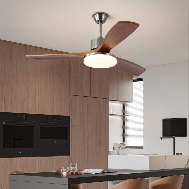 新中式古铜色风扇灯实木客厅吊扇灯北欧卧室灯餐厅侘寂风中山灯具