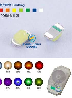 反贴1206球头黄色 反编1206凸头黄光 1206带透镜led聚光贴片灯珠