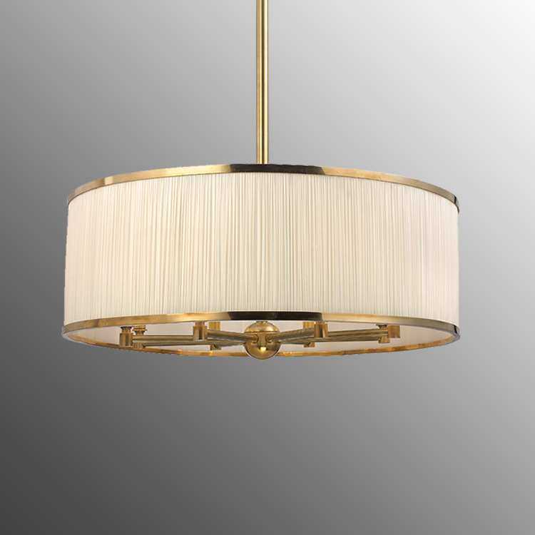 美式乡村全铜吸顶吊灯咖啡厅北欧简约客厅餐厅卧室布艺圆形灯