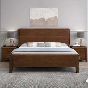 实木床 现代简约卧室2米床公寓出租房床1.5米单人北欧床框架