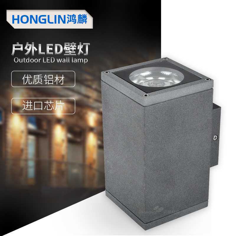 led壁灯双头2*10W防水户外壁灯别墅庭院酒店背景墙投射灯