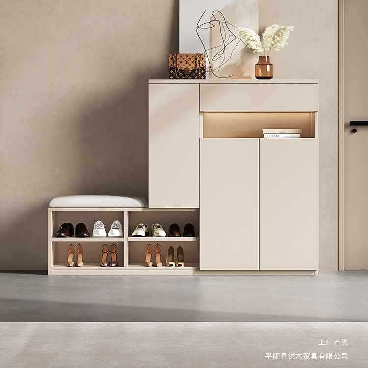 实木鞋柜家用门口收纳柜一体靠墙入户室内换鞋凳外楼道新款鞋架