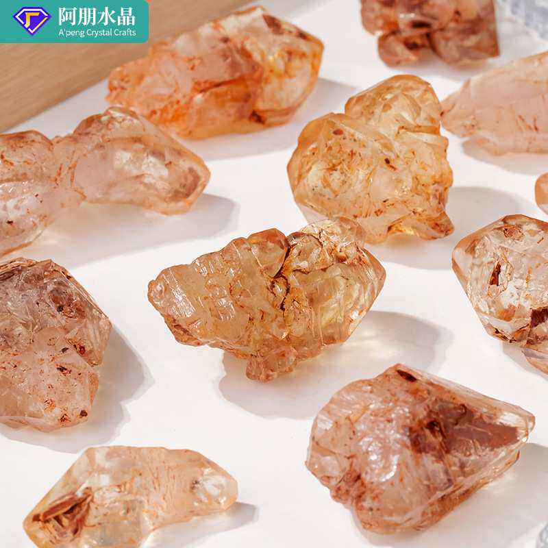 天然水晶马达加斯加红泥骸骨骨干把玩半宝石原石矿标吊坠配件