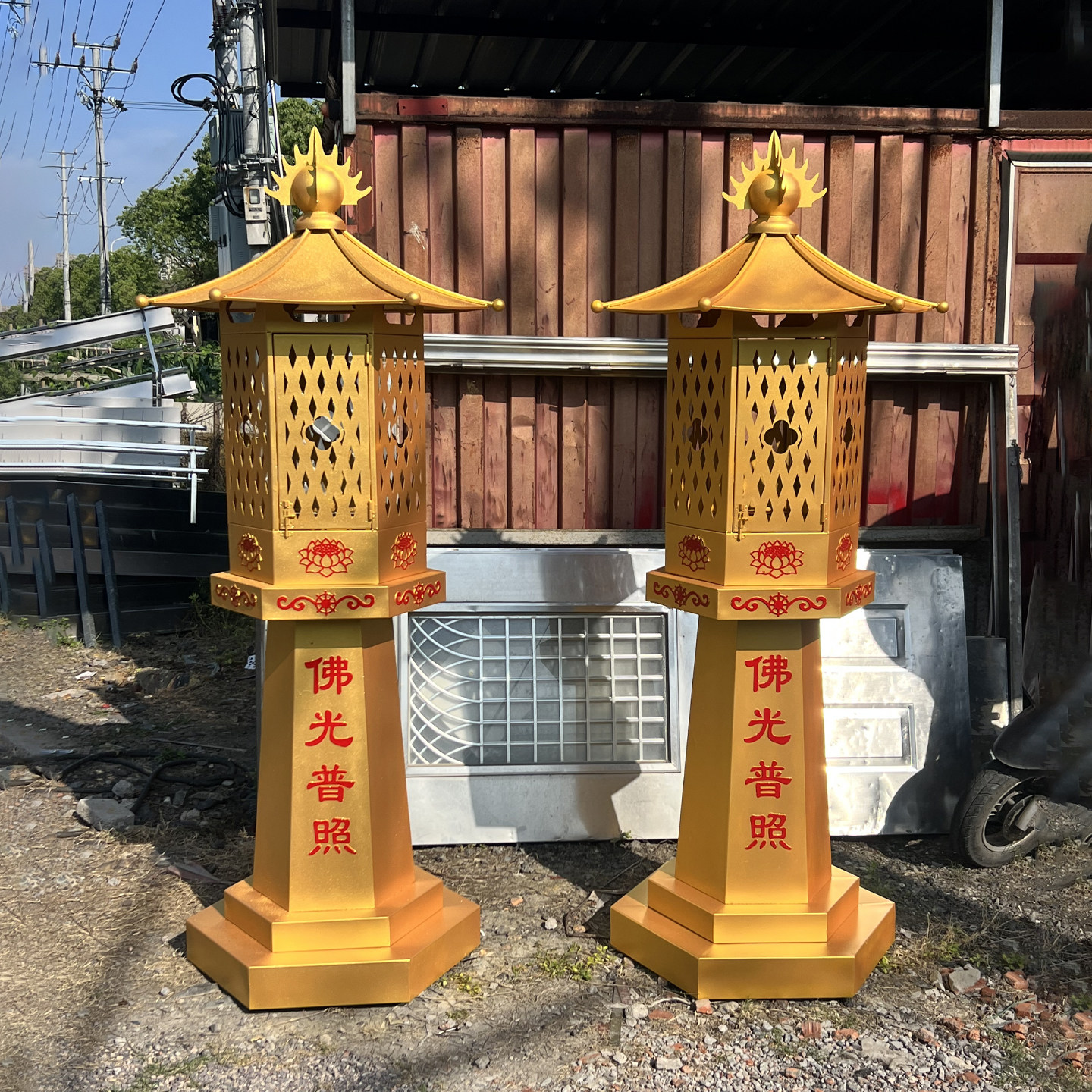 寺庙祠堂不锈钢供佛灯落地酥油灯防雨防风仿古长明灯户外添油灯