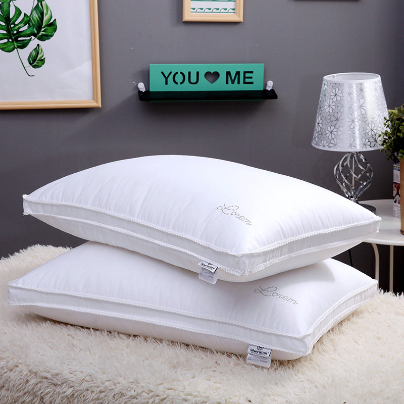 五星级酒店枕头一只装全棉单人护颈纤维枕芯超柔软成人羽丝绒枕