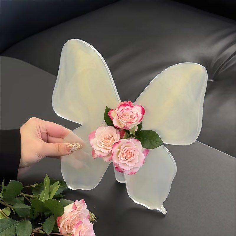 创意蝴蝶花瓶亚克力高颜值轻奢居家桌面摆件装饰极光小众花器透明,家居饰品,花瓶,淘宝优惠券,粉丝福利购,淘宝优惠卷