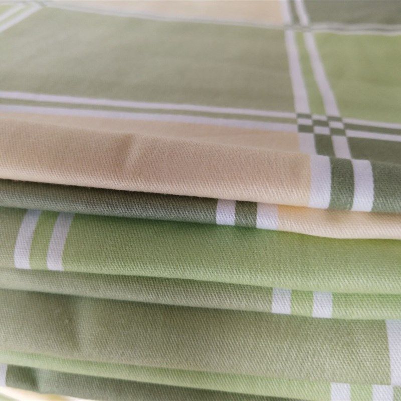 单人三件套大学生宿舍床上用品上下铺1.2m床单被套枕套 黄绿格3件