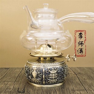 新款潮汕灯空气灯煮茶炉活火茶灯纯黄铜复古茶炉潮汕功夫茶具整套