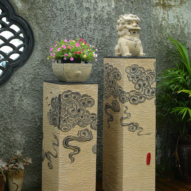 中式客厅家居装饰工艺礼品摆饰落地摆件玄关禅意祥云展示柱茶室花,家居饰品,落地摆件,淘宝优惠券,粉丝福利购,淘宝优惠卷