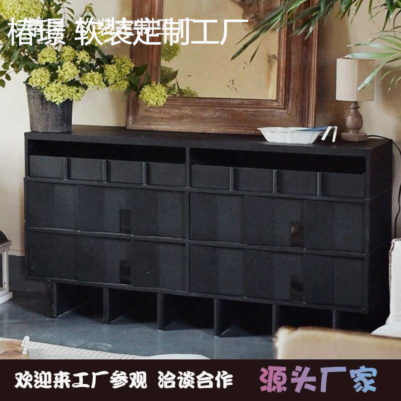 北欧轻奢马赛收纳储物柜客厅卧室简约现代样板间别墅多功能实木柜