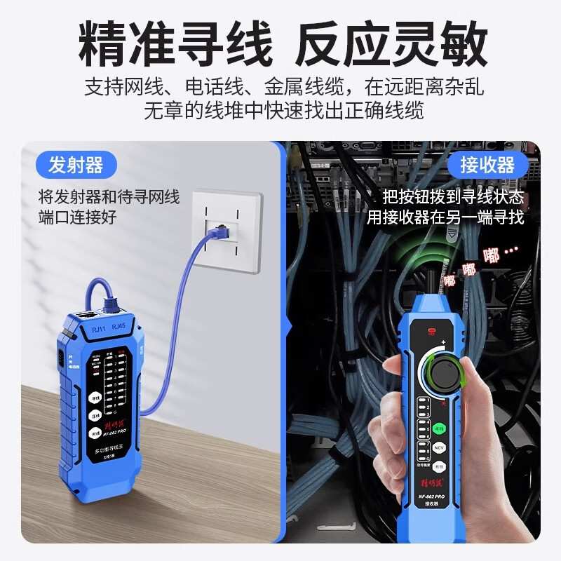 精明鼠NF-802pro 寻线仪 抗干扰多功能POE交换机带载测试三合一