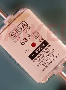 SIBA NH1 gL/gG 63A 120KA ~690V DC440V 25KA 2021113.63 熔断器