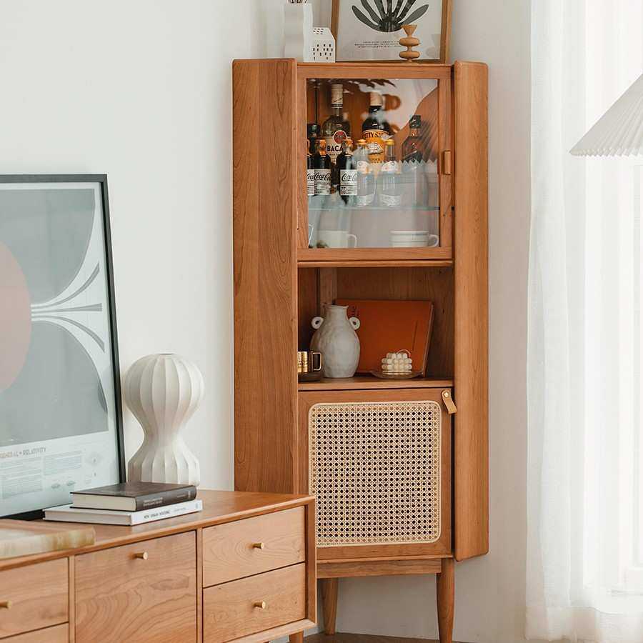 北欧实木三角餐边柜家用小户型藤编靠墙置物转角柜餐厅墙角窄柜,模玩/动漫/周边/娃圈三坑/桌游,模型制作工具/辅料耗材,淘宝优惠券,粉丝福利购,淘宝优惠卷
