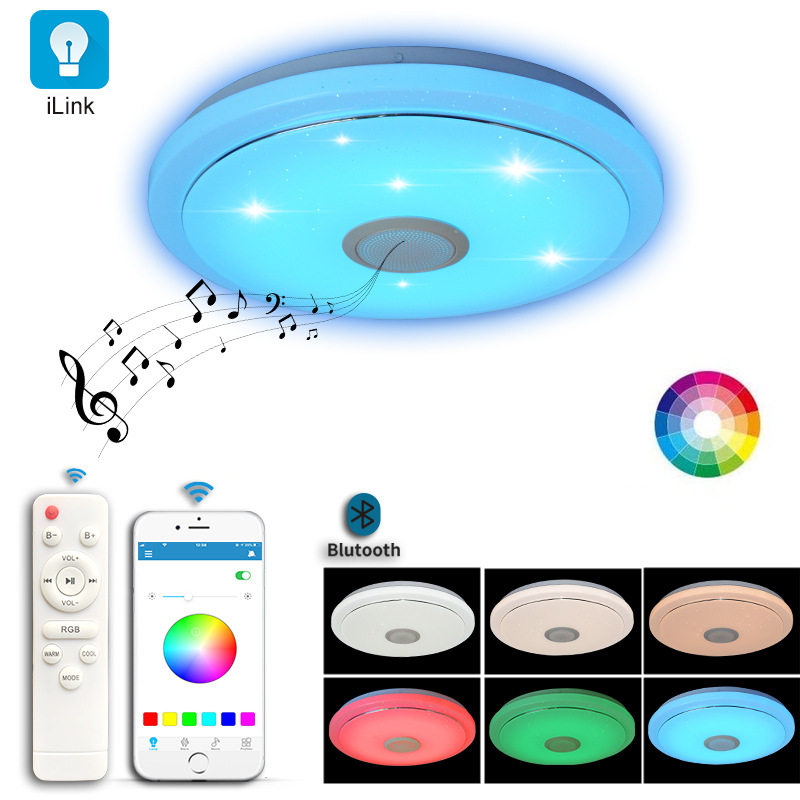 iLink 蓝牙音乐吸顶灯App带遥控书房儿童房卧室LED智能灯具批发