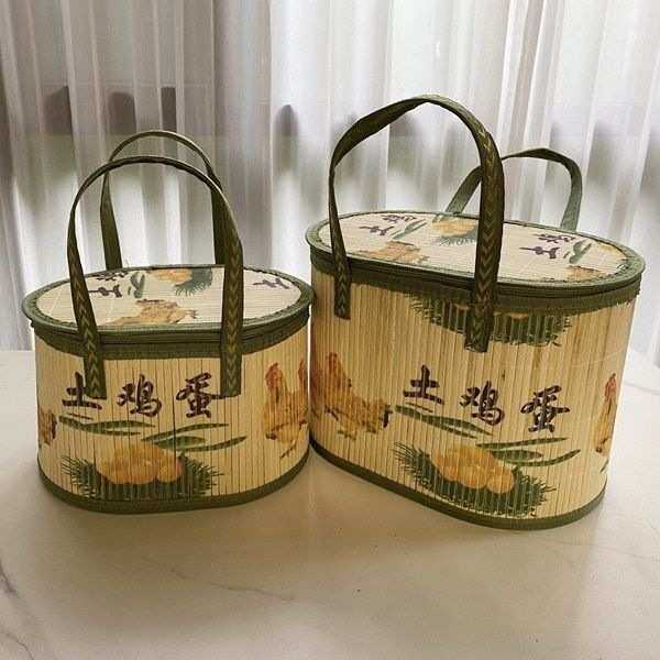 鸡蛋竹篮精美手提篮土鸡蛋手工竹筐折叠收纳盒土鸡蛋礼盒便宜钉制