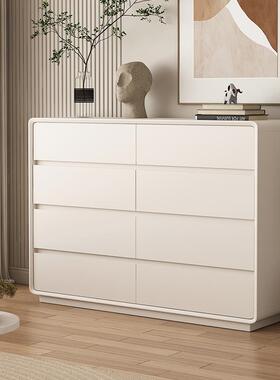 实木斗柜奶油风卧室床尾柜大容量客厅靠墙简约现代白色五斗储物柜