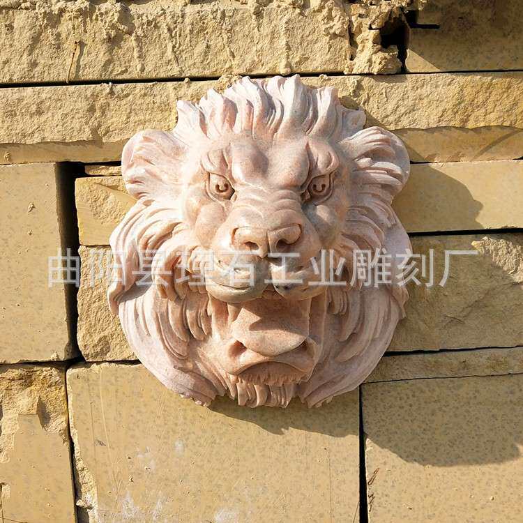 石雕狮子头喷水雕刻户外招财流水喷泉欧式装饰挂件碧泉吐水摆件