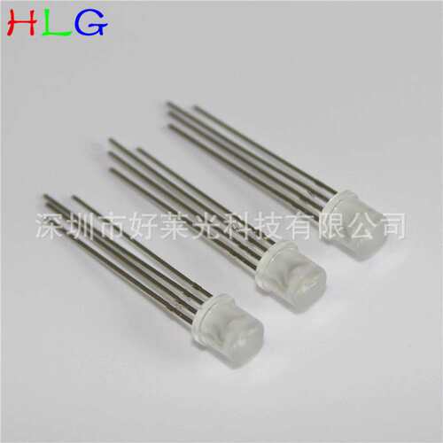 F5/5mm平头有边雾状全彩RGB共阳 红蓝绿四脚RGB灯珠LED发光二极管