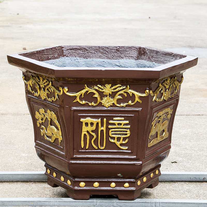 六方形水泥花盆模具欧式庭院加厚盆景大号花盆玻璃钢模板盆底灌浆