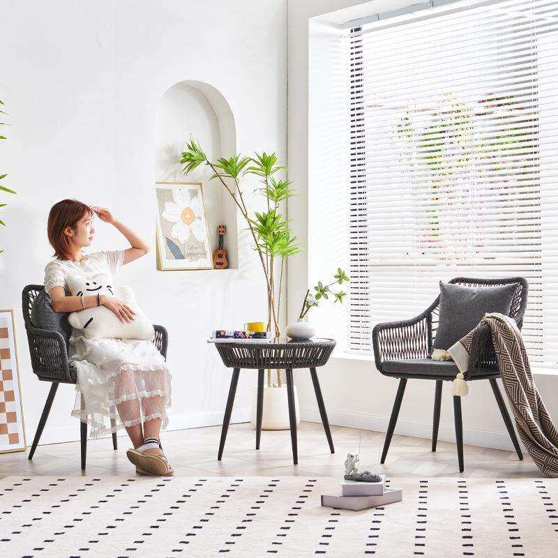 休闲藤编椅三件套阳台桌椅茶几组合庭院靠背椅单人藤编椅编制绳椅,商业/办公家具,商用藤编家具,淘宝优惠券,粉丝福利购,淘宝优惠卷